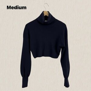 Wilfred Navy Cropped Turtle Neck Sweater Size Medium